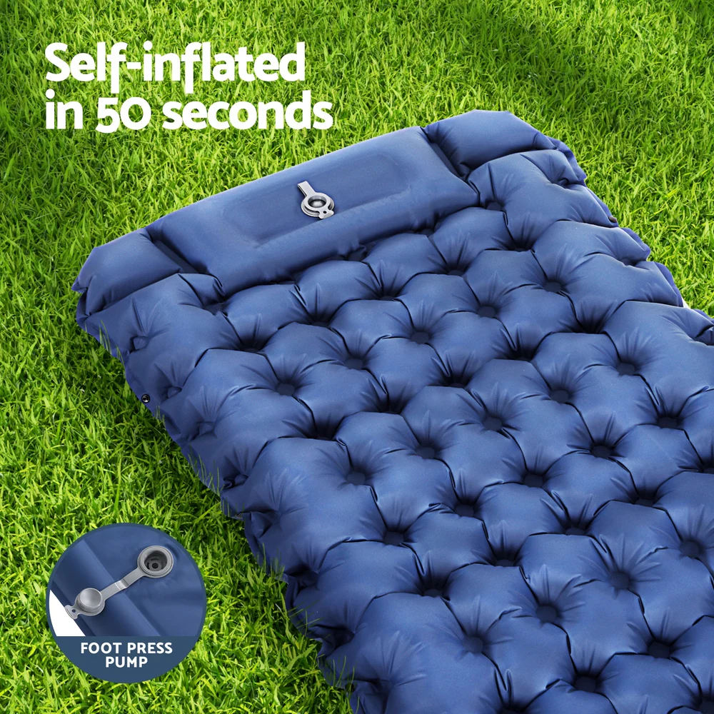 Self-Inflating Mattress Camping Sleeping Mat Air Bed Single Pillow Bag - Nurns