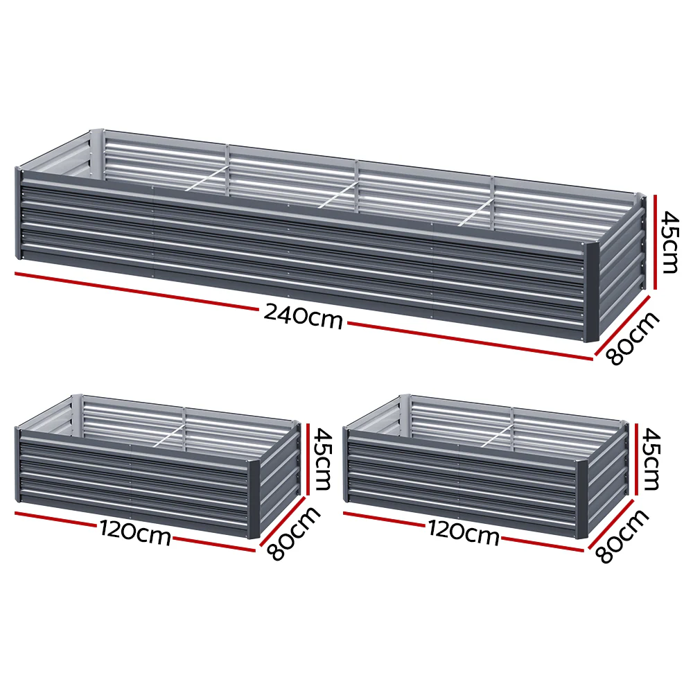 Garden Bed 240x80x45cm Planter Box Raised Container Galvanised Herb - Nurns