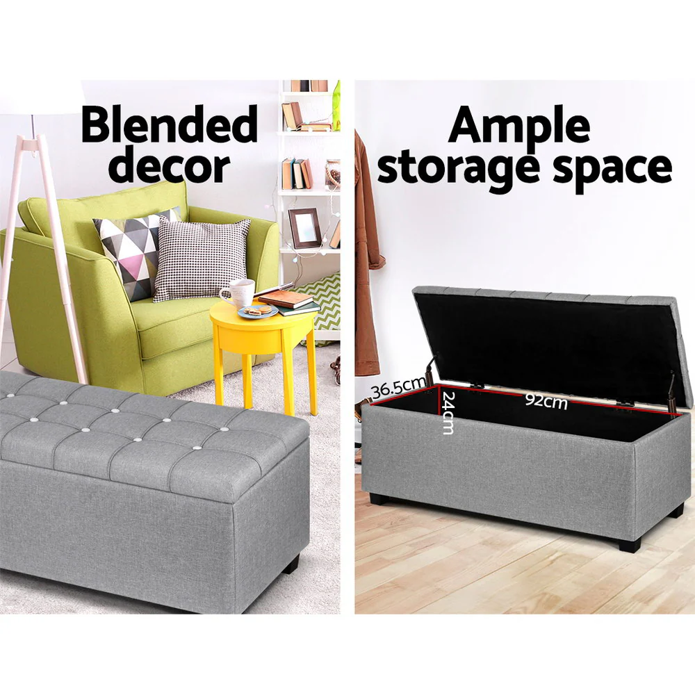 Storage Ottoman Footstool Blanket Box Foot Stool Bench Toy Seat Grey - Nurns