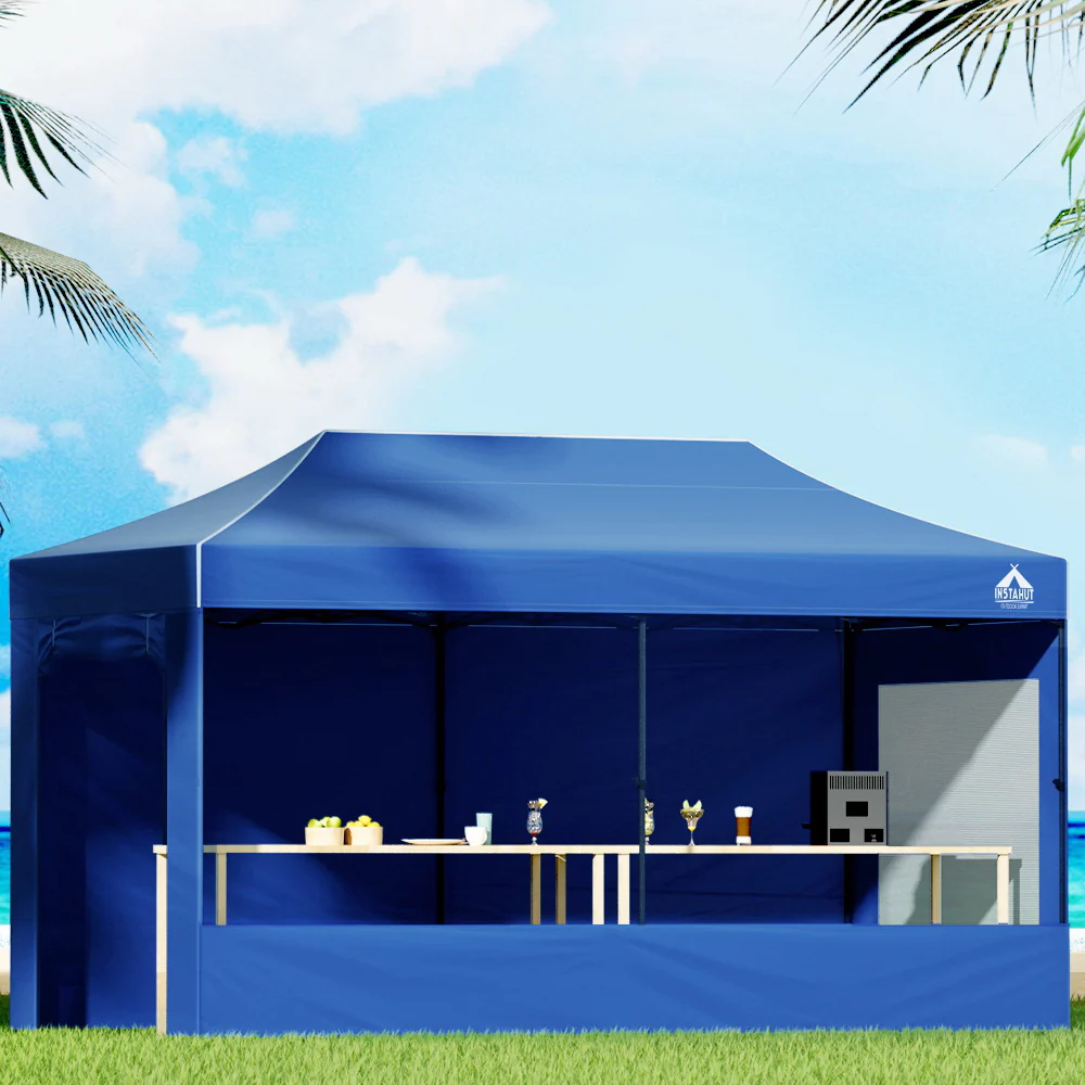 Instahut Gazebo 3x6 Pop Up Marquee Folding Tent Wedding Gazebos Camping Outdoor Shade Canopy Blue - Nurns