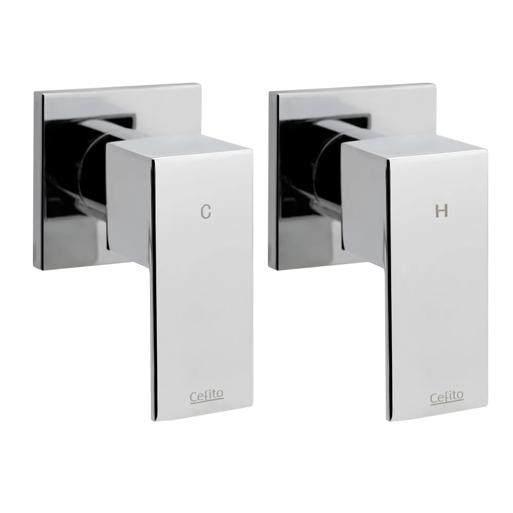 Shower Twins Tap Wall Bath Taps Brass Hot Cold Basin Bathroom Chrome - Nurns