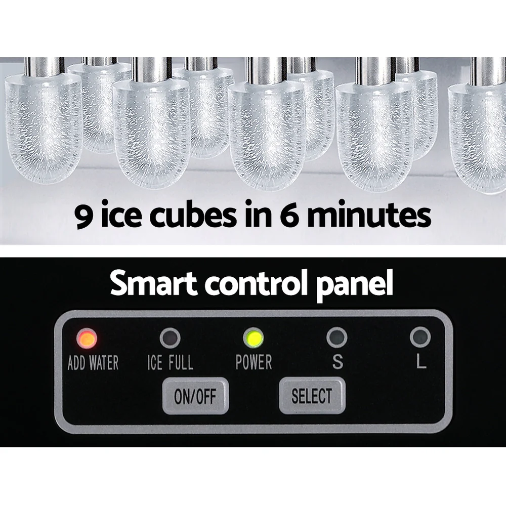 Devanti 12kg Ice Maker Machine with Self Cleaning Silver - Nurns