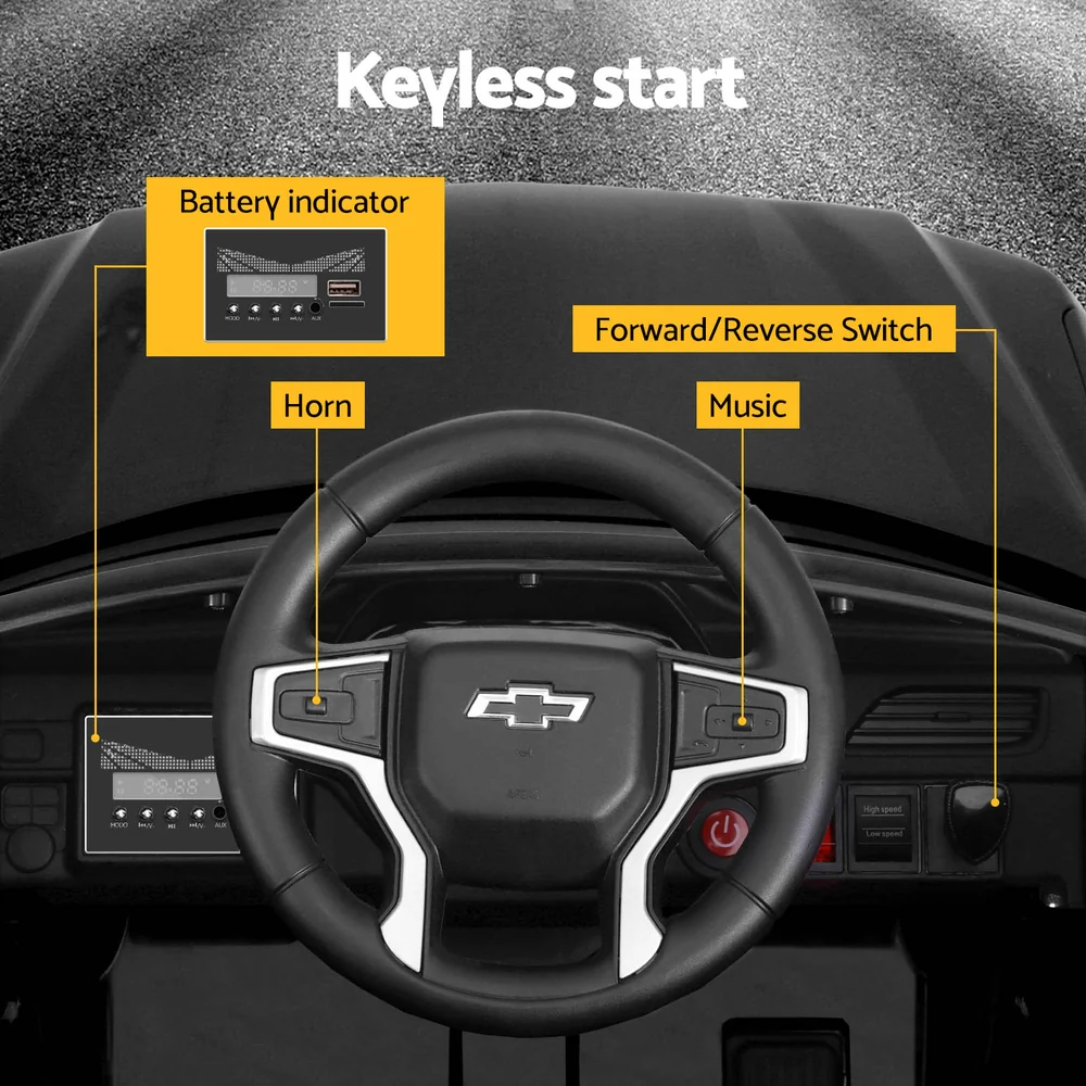 Kids Ride On Car Licensed Chevrolet Tahoe Electric Toys Horn Remote 12V - Black - Nurns