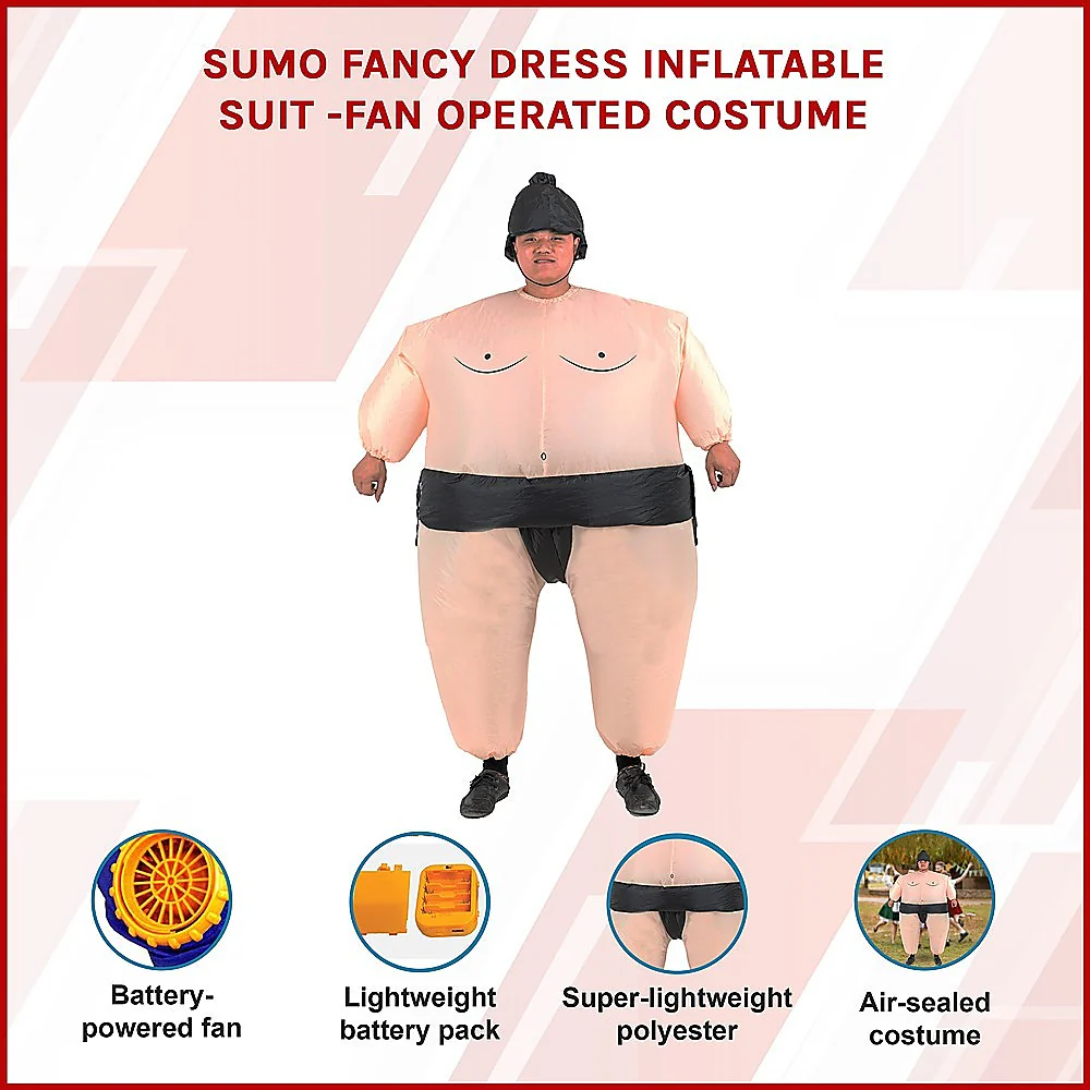 SUMO Fancy Dress Inflatable Suit - Fan Operated Costume - Nurns