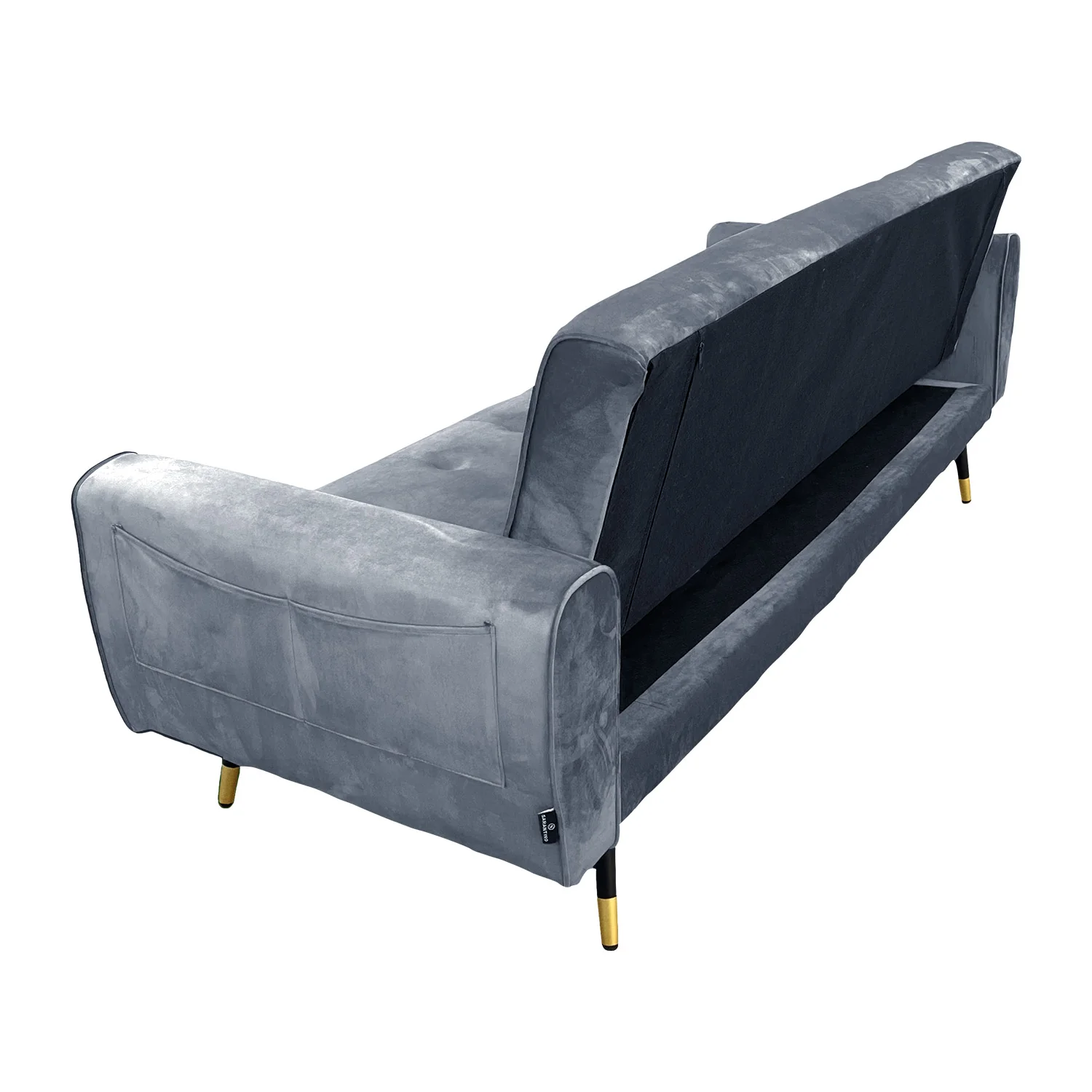 Milli 3-Seater Tufted Velvet Sofa Bed - Light Grey - Nurns