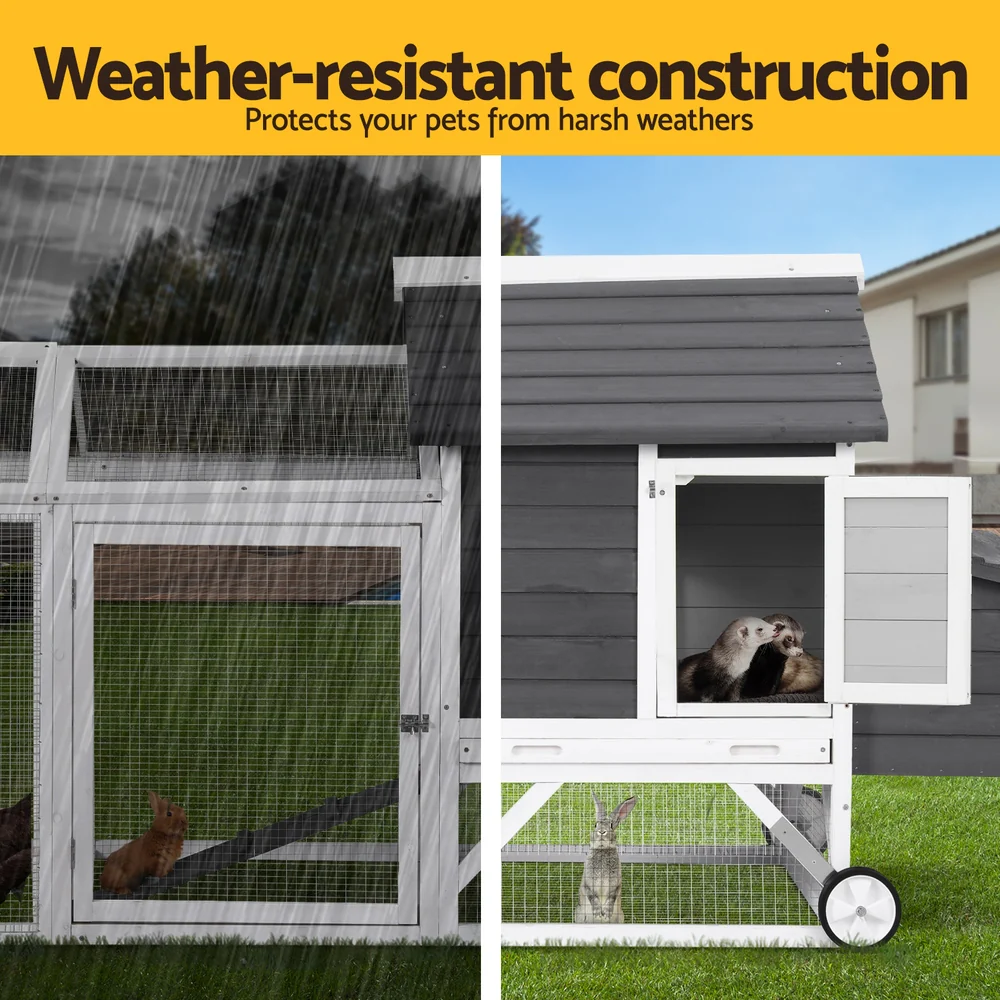 Chicken Coop Rabbit Hutch Extra Large Wooden Run Bunny Cage House Outdoor - Nurns