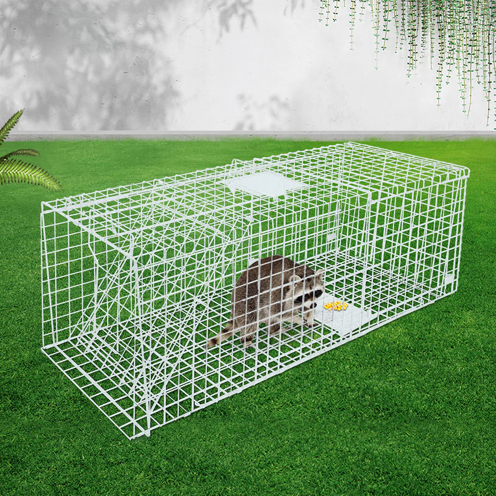 Humane Animal Trap Cage 150x50x53cm - Silver - Nurns