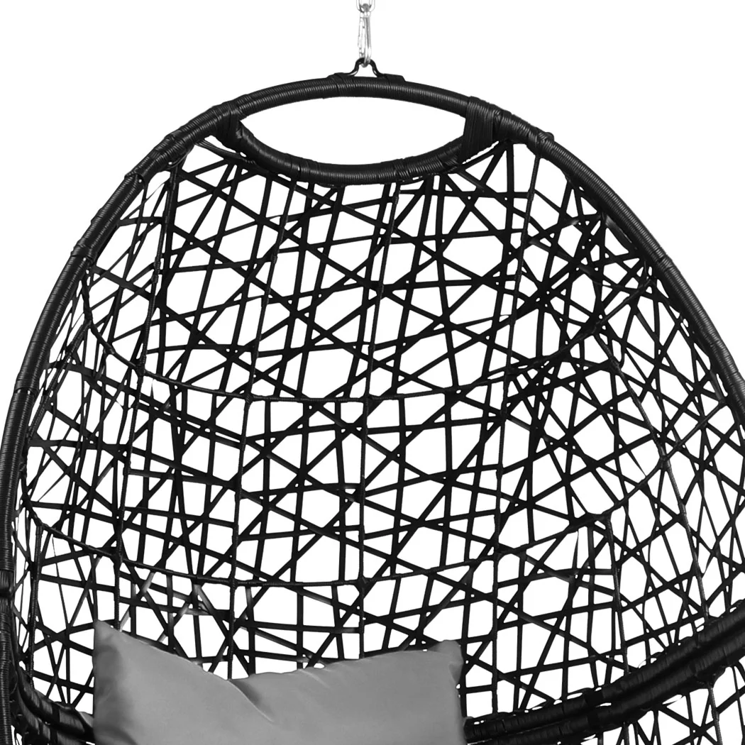 Leith Hanging Swing Egg Chair Pod Patio Cushion Seat - Black - Nurns