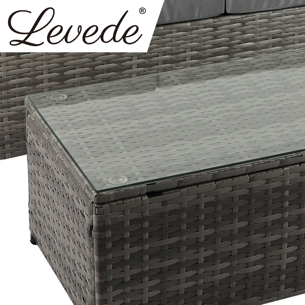 Trish 4-Seater Patio Furniture Garden Chair Table Lounge 5-Piece Outdoor Sofa - Mixed Grey - Nurns