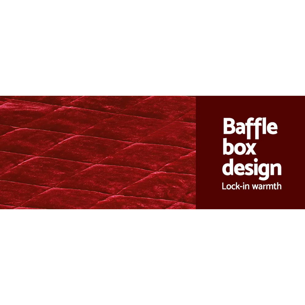 Super King Giselle Bedding Faux Mink Quilt Burgundy - Nurns