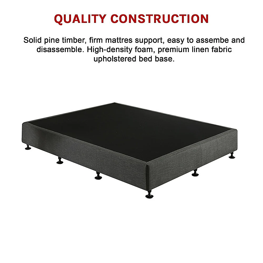 Aisha Ensemble Bed Base Linen Fabric - Graphite Queen - Nurns