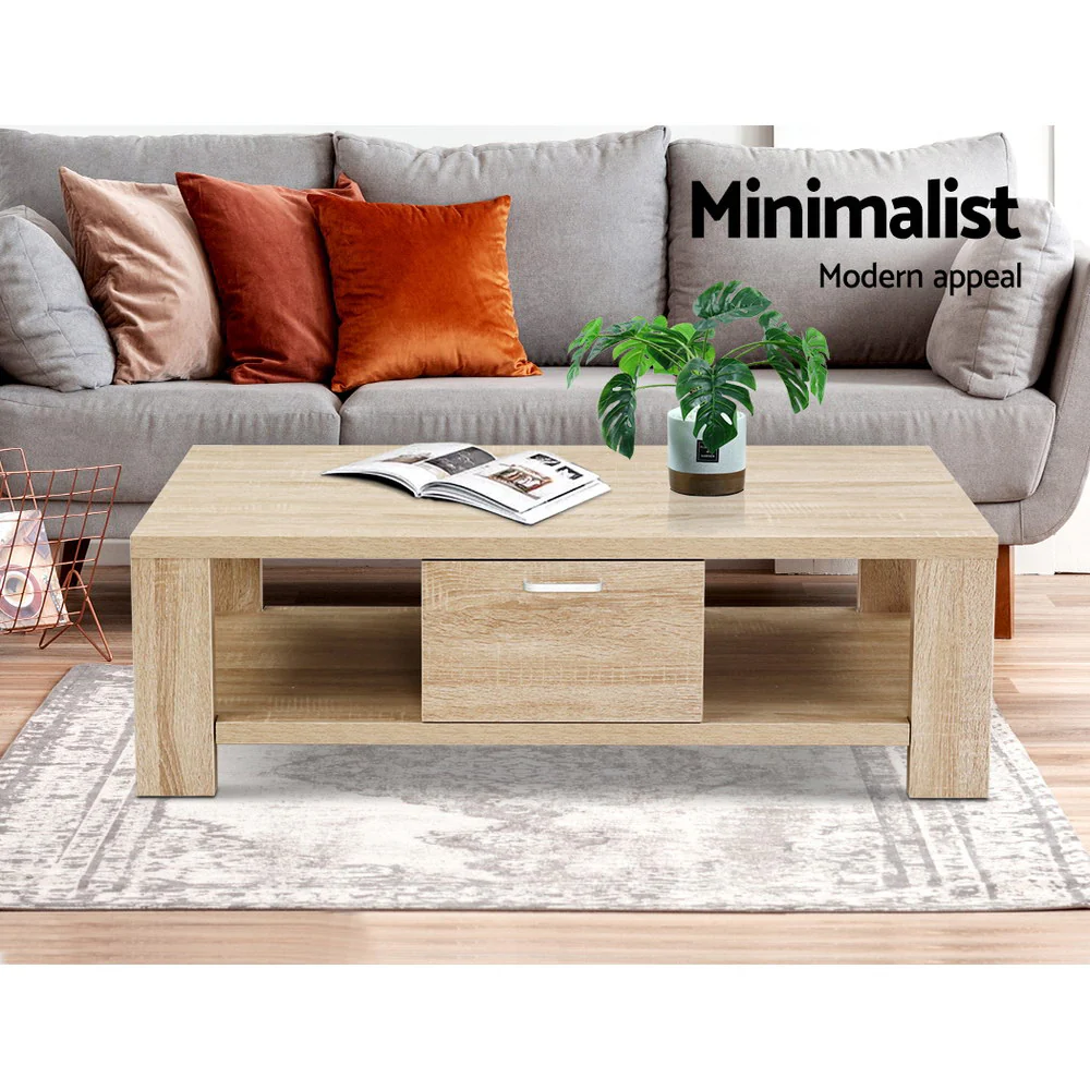 Ilias Coffee Table with 1 Drawer - Oak - Nurns
