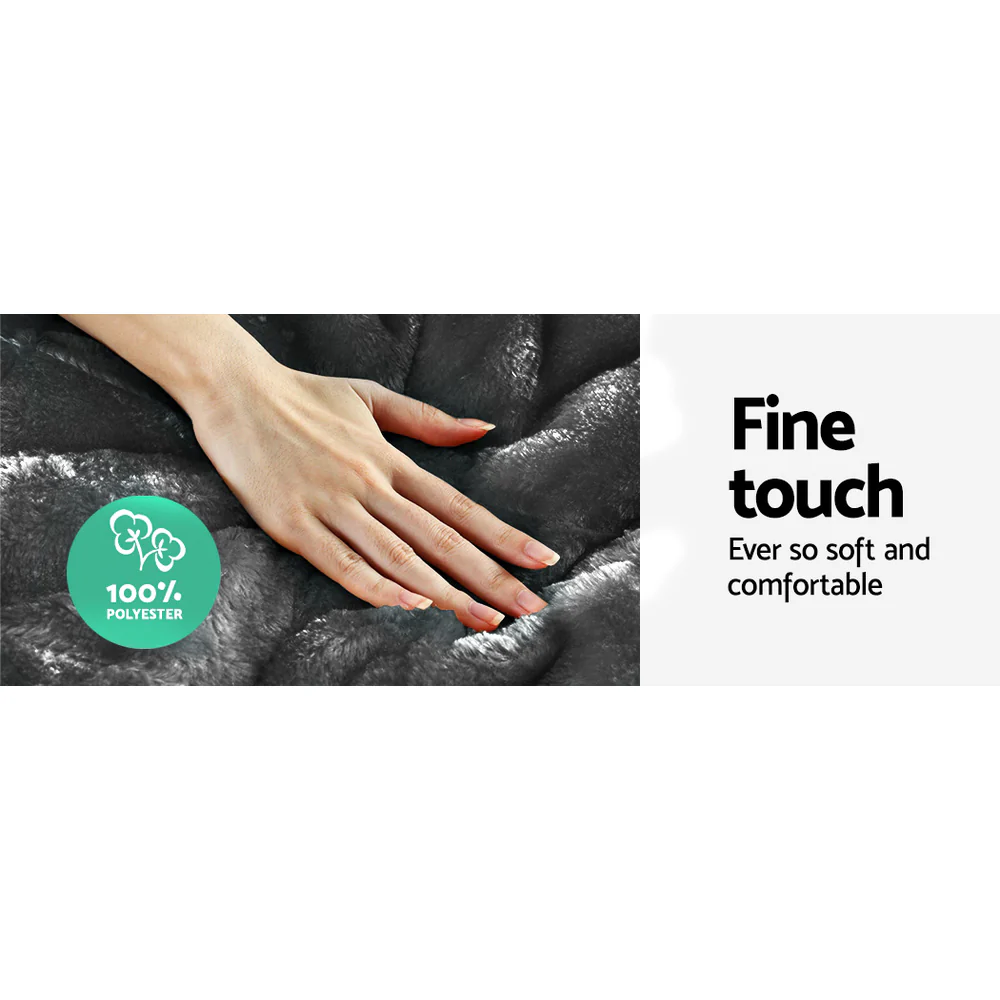 King Giselle Bedding Faux Mink Quilt Charcoal - Nurns