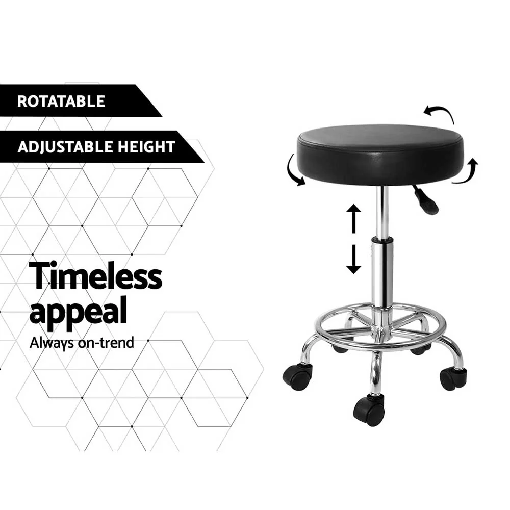 Set of 2 Salon Stool Round Swivel Chair Black - Nurns
