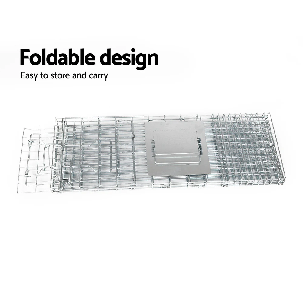 Set of 2 Humane Animal Trap Cage 66x23x25cm - Silver - Nurns