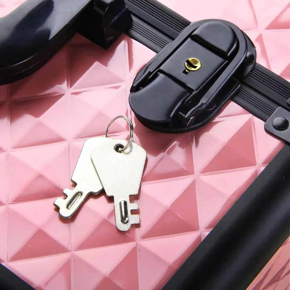 Portable Cosmetic Beauty Makeup Case - Diamond Pink - Nurns