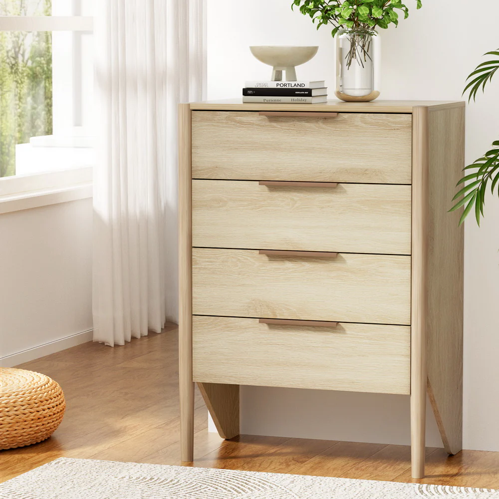 Artiss 4 Chest of Drawers Tallboy - Pine - Nurns