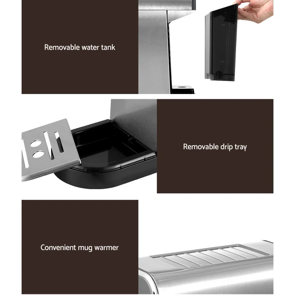 Devanti 20 Bar Coffee Machine Espresso Cafe Maker - Nurns