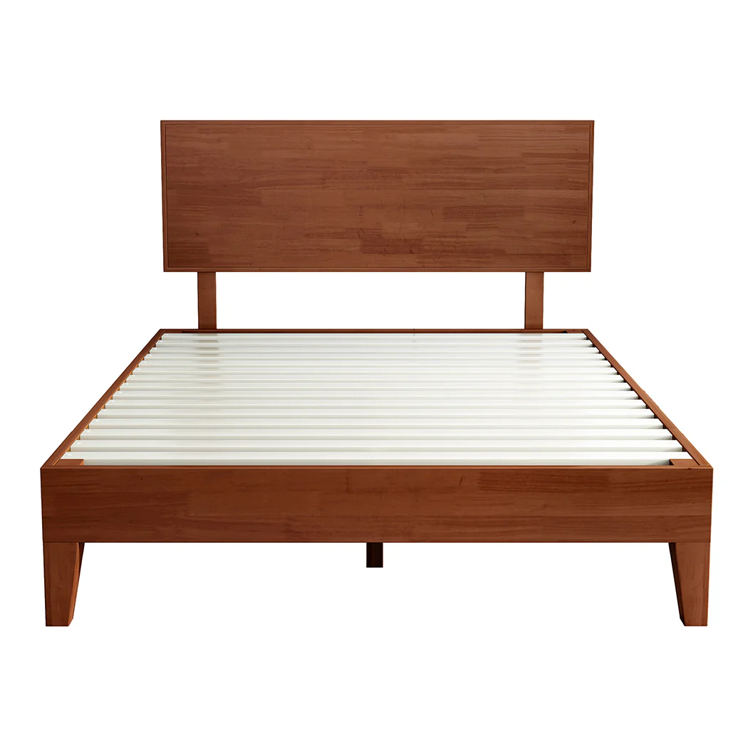 Naomi Rubberwood Bed Frame - Walnut Double - Nurns