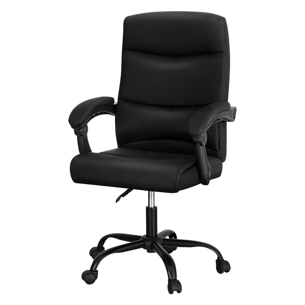 Artiss 2 Point Massage Office Chair Pu Leather Black - Nurns