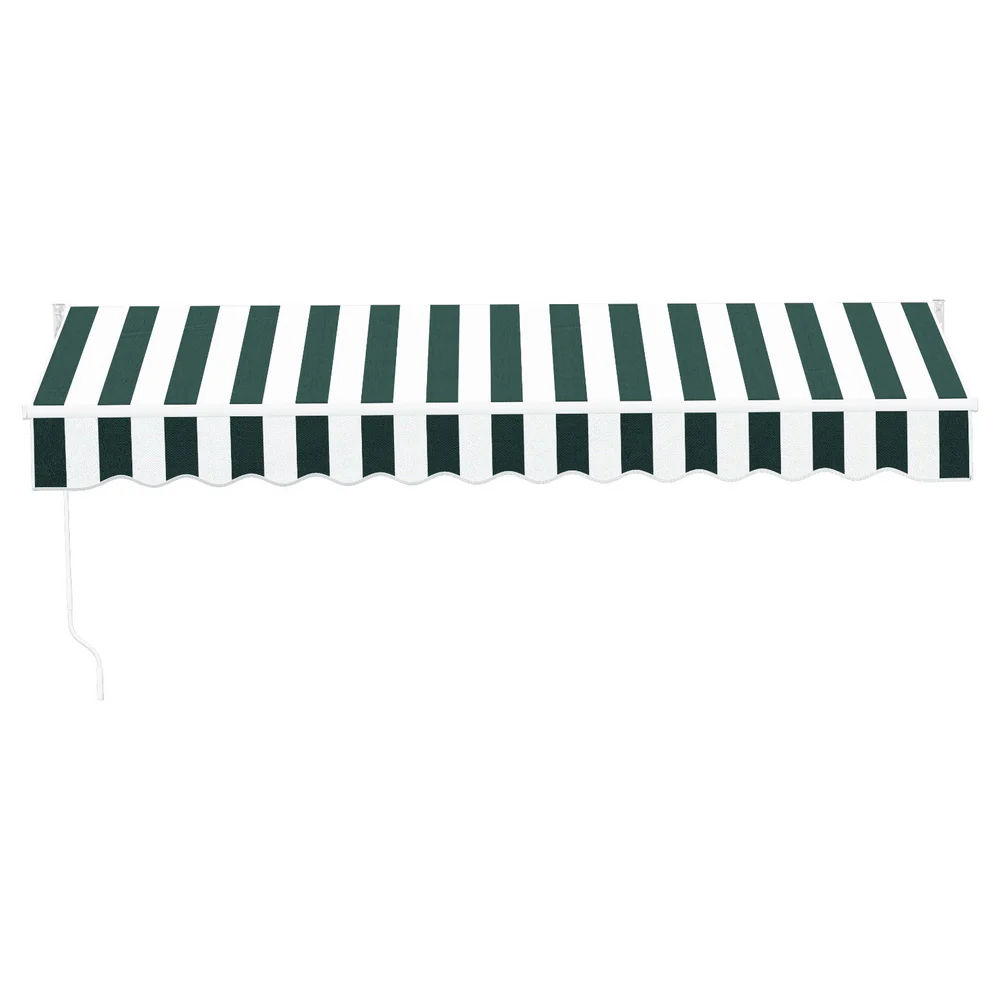 Instahut Retractable Folding Arm Awning Manual Sunshade 3Mx2.5M Green White - Nurns