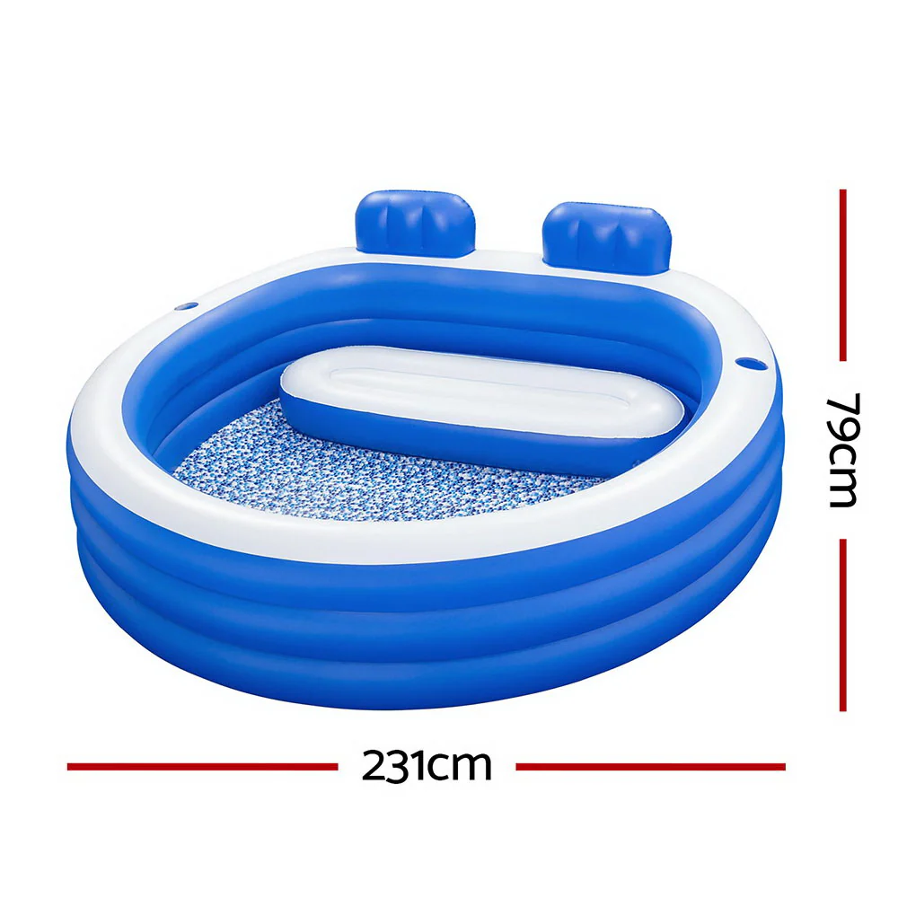 Bestway Kids Inflatable Pool Above Ground Pools Bench Seat Cup Holder 231x219cm - Nurns