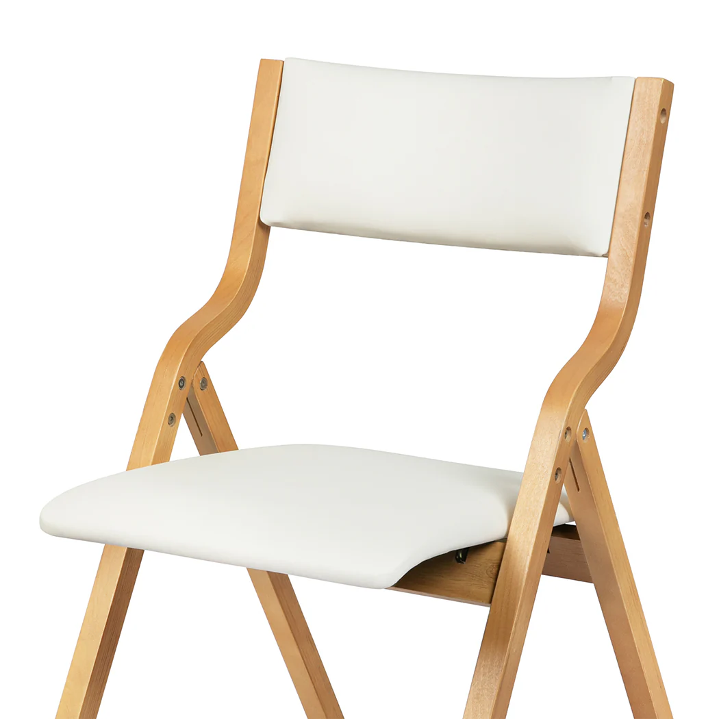 Romilly Set of 2 Dining Chairs Foldable PU - Beige - Nurns