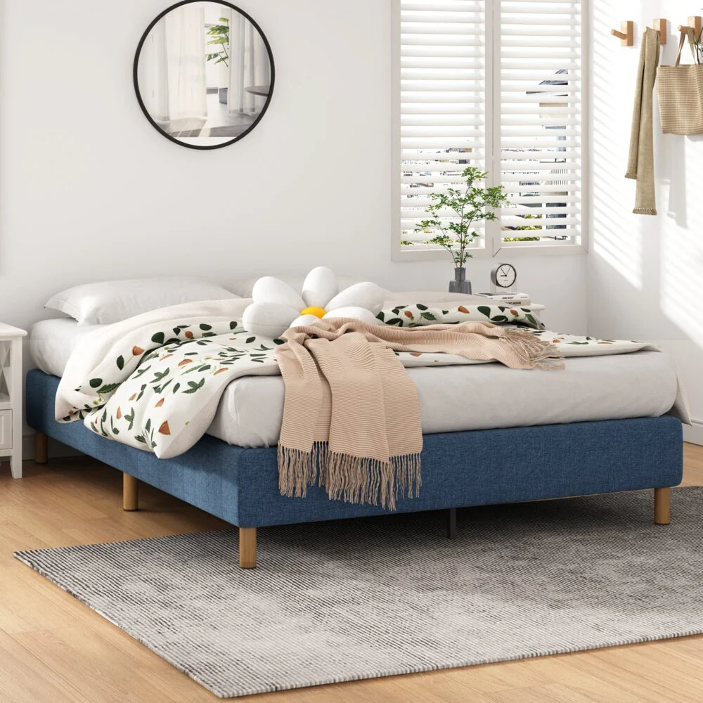 Bliss Ensemble Bed Base & Mattress Package with 34cm Mattress - Blue King - Nurns