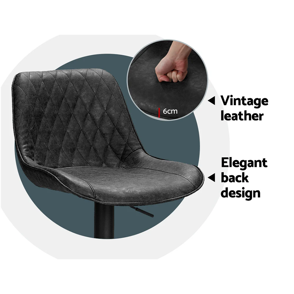 Set of 2 Barcelona Bar Stools Kitchen Stool Chairs Metal Barstool Dining Chair - Black - Nurns