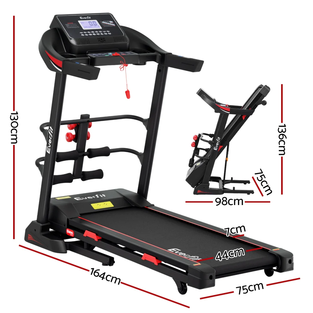 Everfit Treadmill Electric Home Gym Fitness Exercise Machine w/ Sit Up Bar 450mm - Nurns
