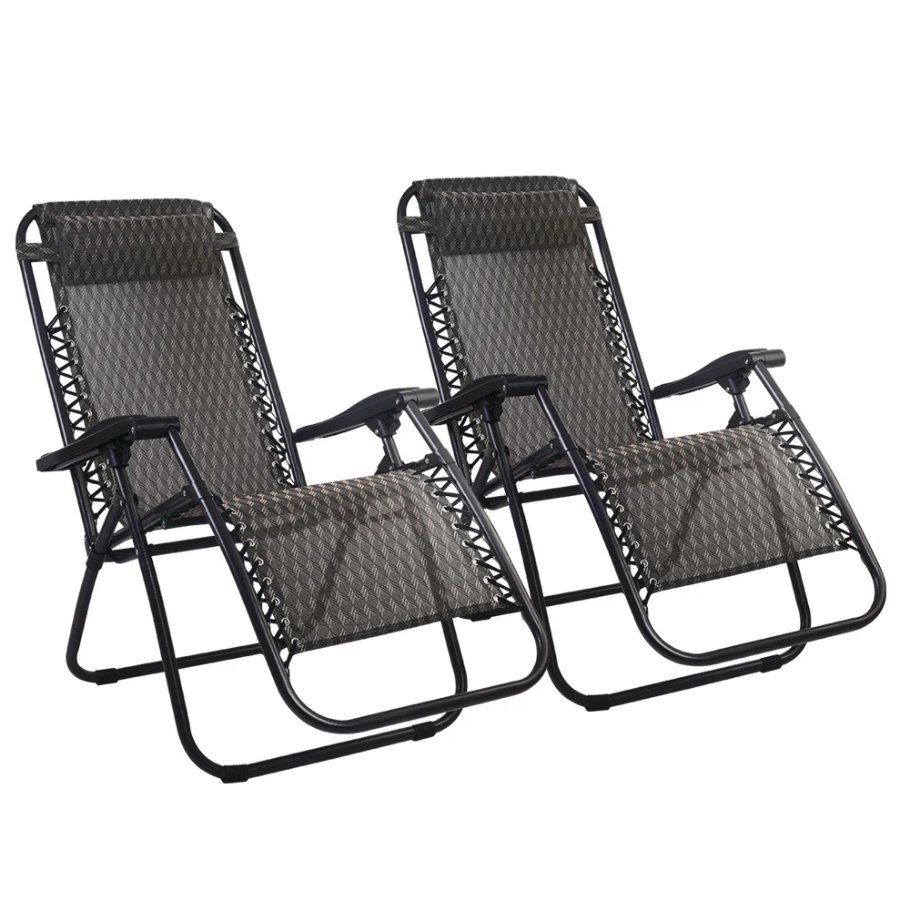Loughton Set of 2 Zero Gravity Folding Recliner Outdoor Chair - Grey - Nurns
