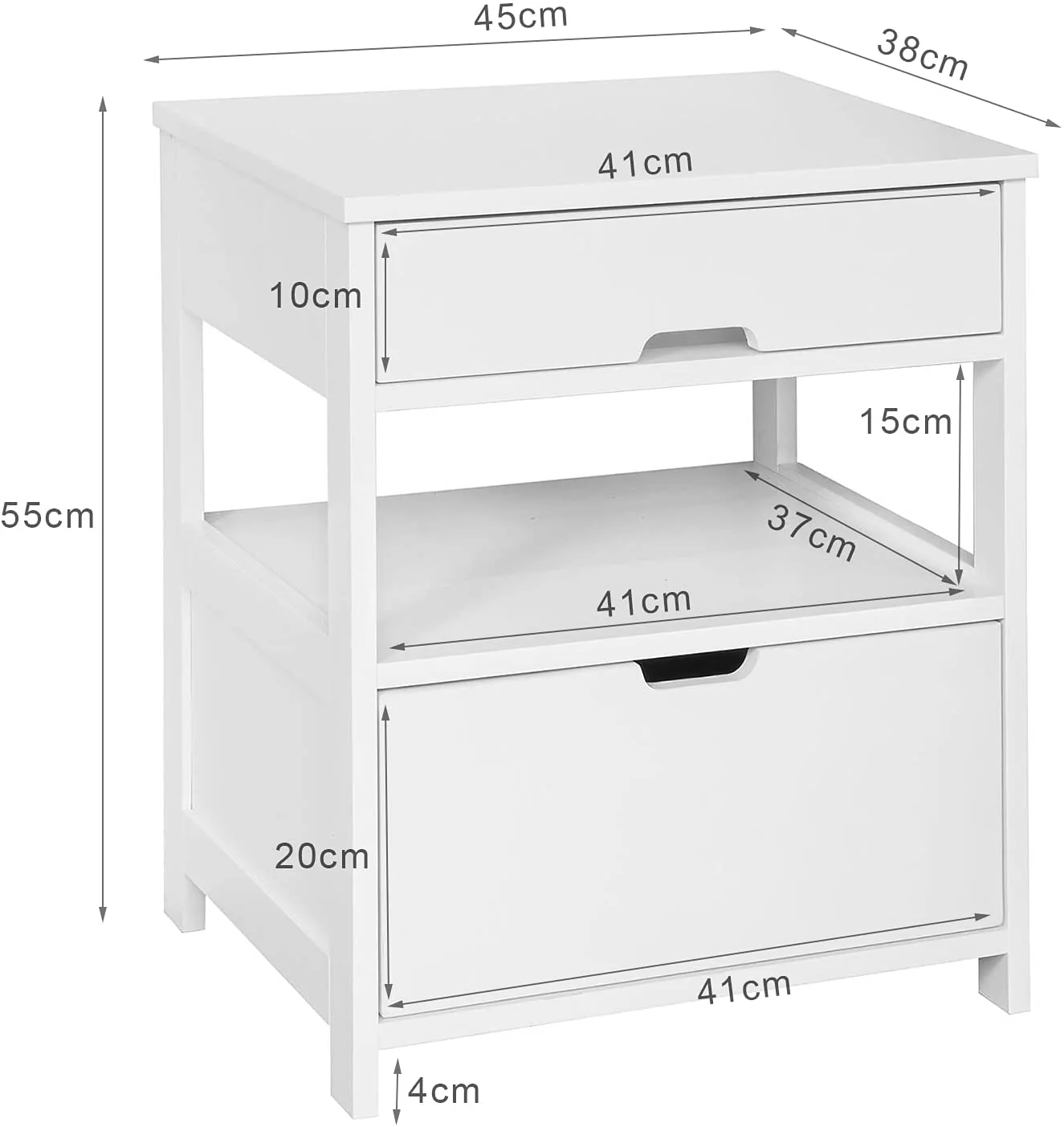 Vaughan Wooden Bedside Tables Bedside Table with 2 Drawers - White - Nurns