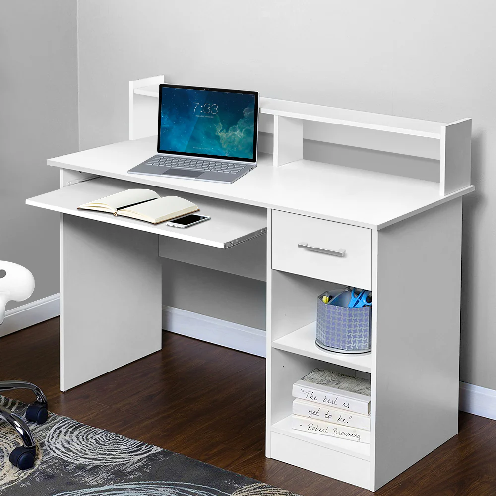Artiss Computer Desk Shelf Drawer Cabinet White 100cm - Nurns