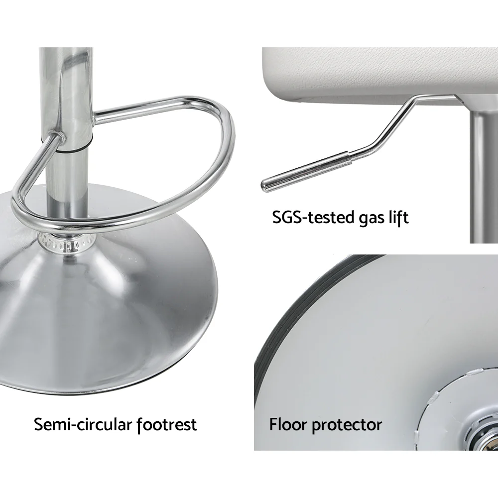 Set of 4 Hobart Bar Stools PU Leather Gas Lift - White - Nurns