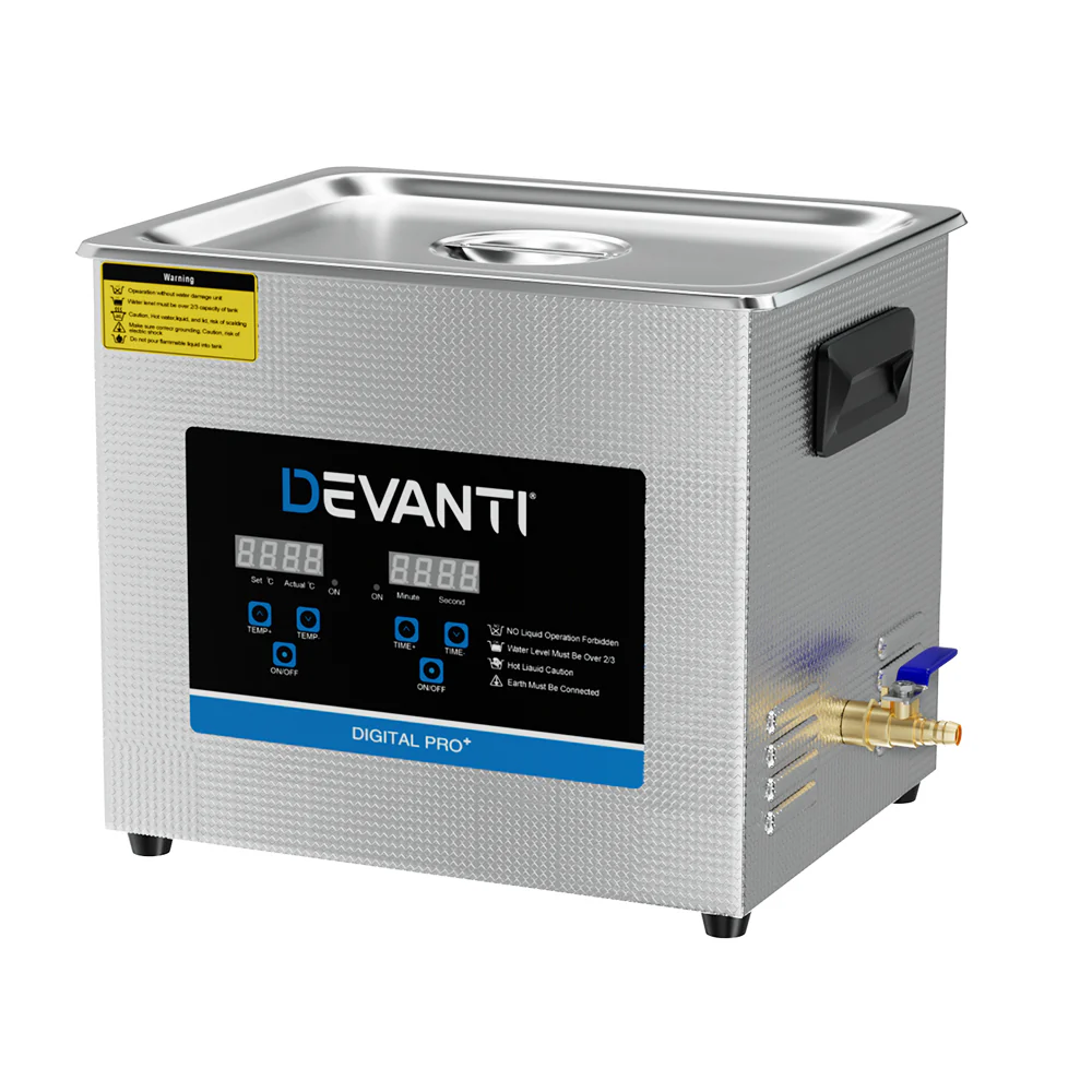 Devanti 10L Ultrasonic Cleaner Heater Cleaning Machine Timer Industrial 240W - Nurns