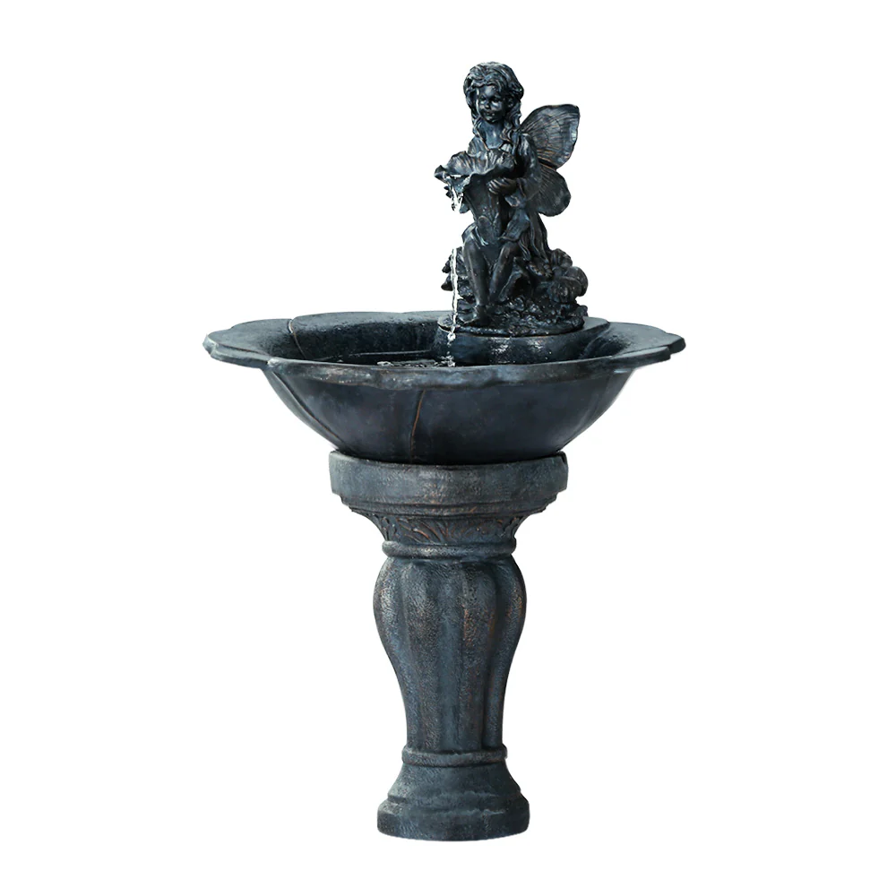 Water Fountain Features Solar with LED Lights Outdoor Cascading Angel - Nurns
