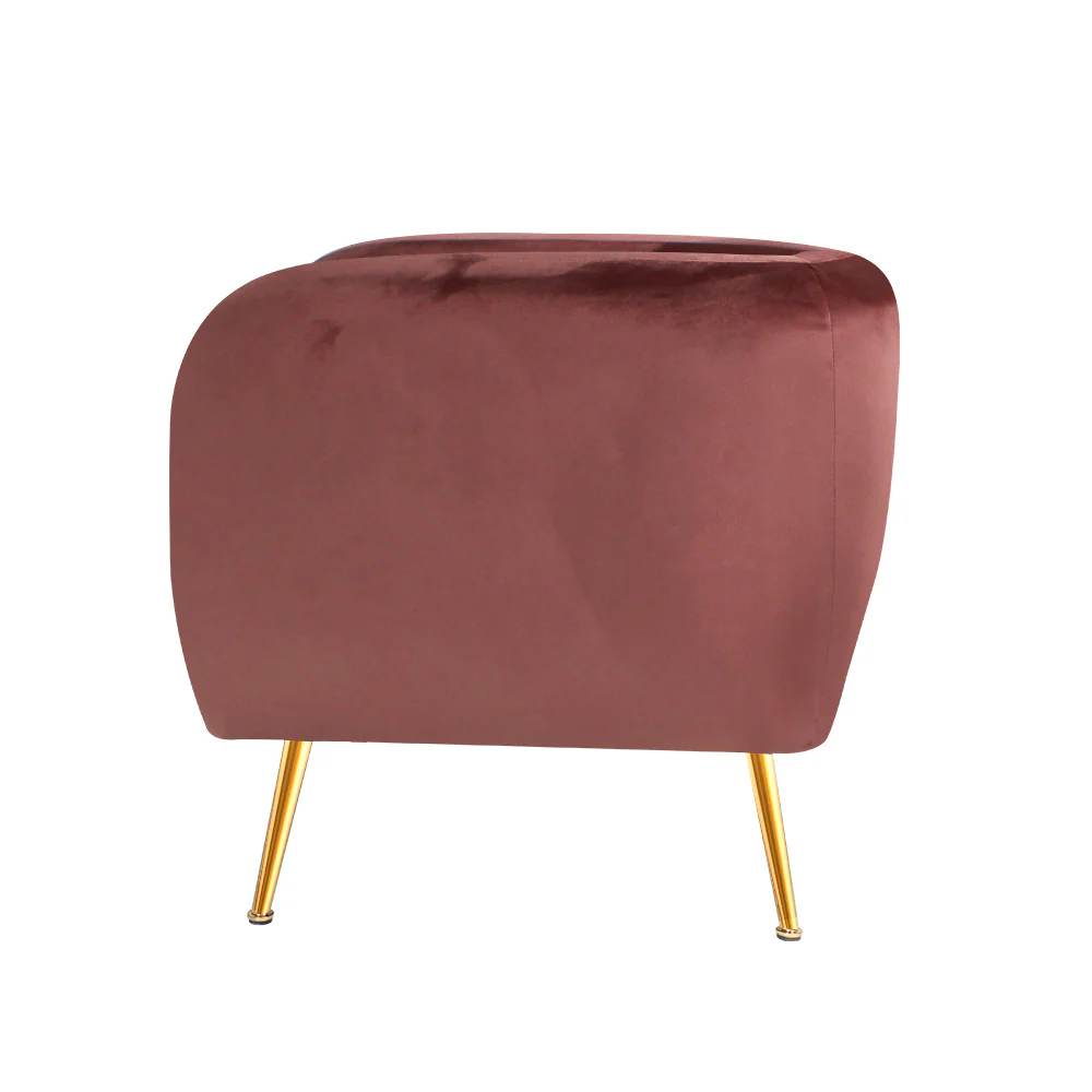 Matresha Accent Velvet Lounge Sofa Armchair - Pink - Nurns