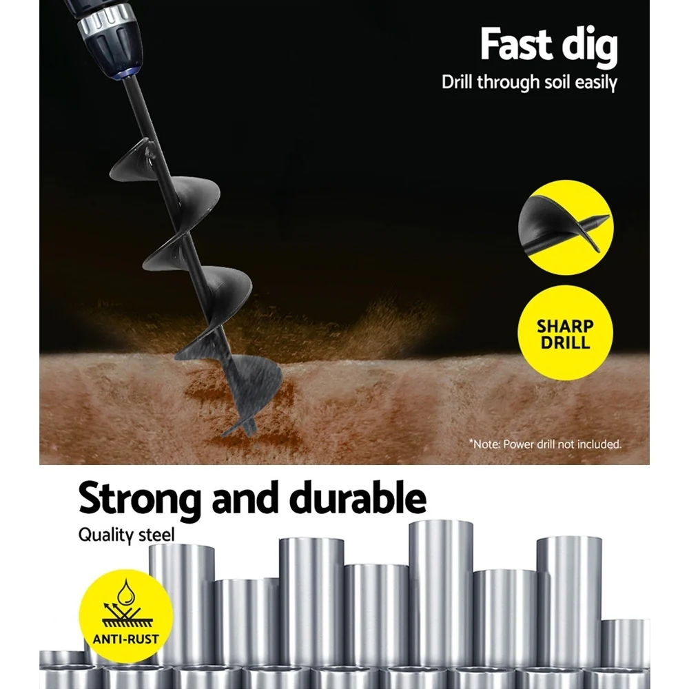 Power Garden Auger Small Earth Planter 75x300Mm Black - Nurns