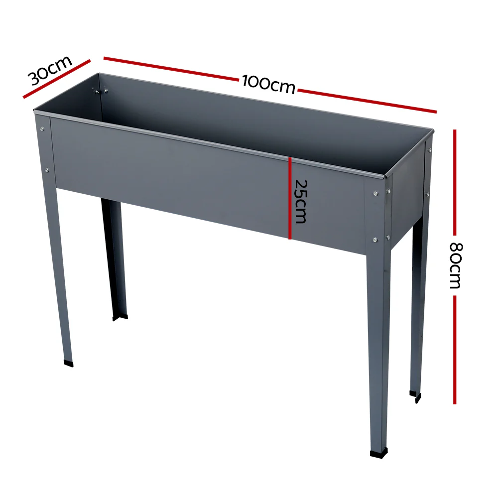 Garden Bed Elevated 100x80x30cm Planter Box Container Galvanised - Nurns