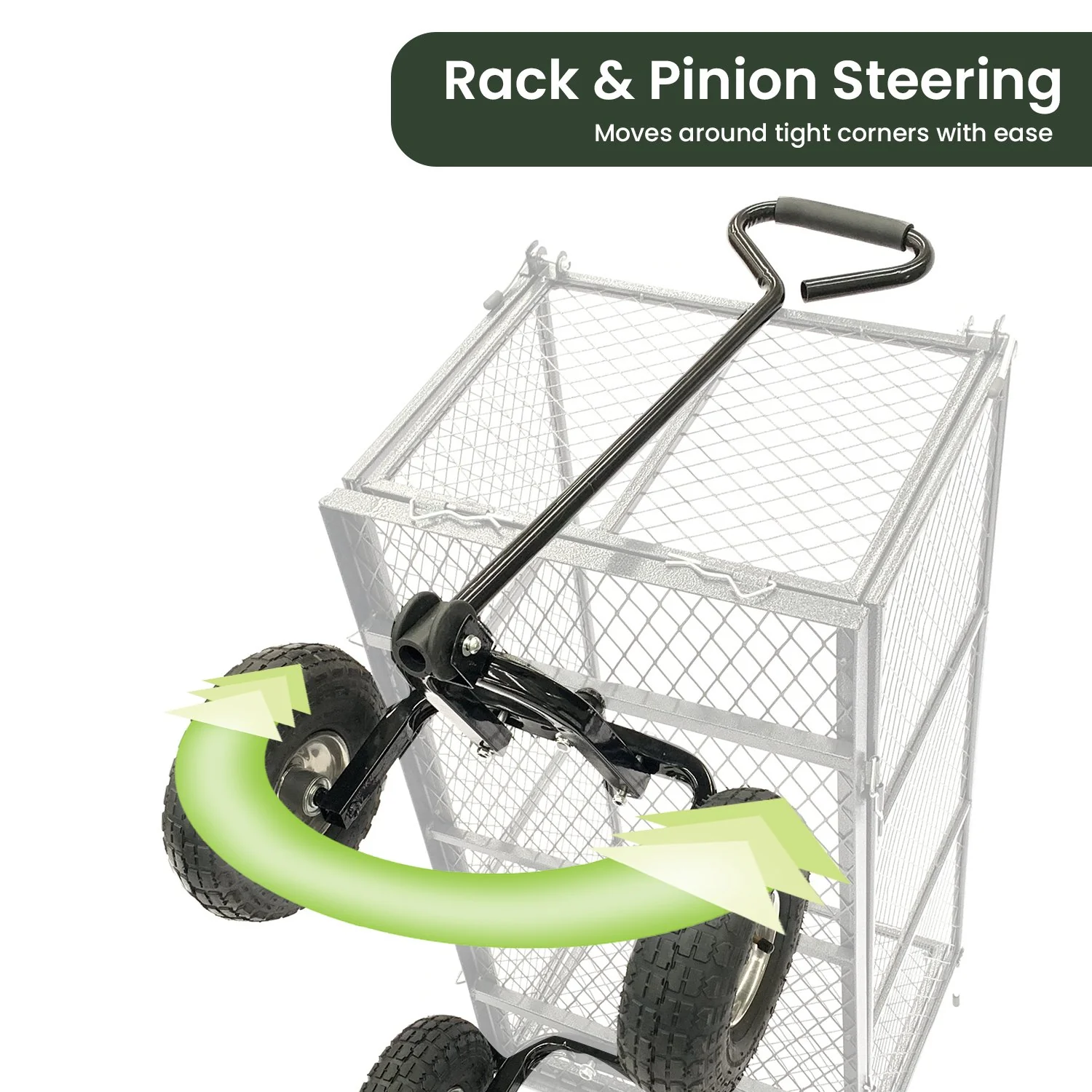 Steel Mesh Garden Trolley Cart - Green - Nurns