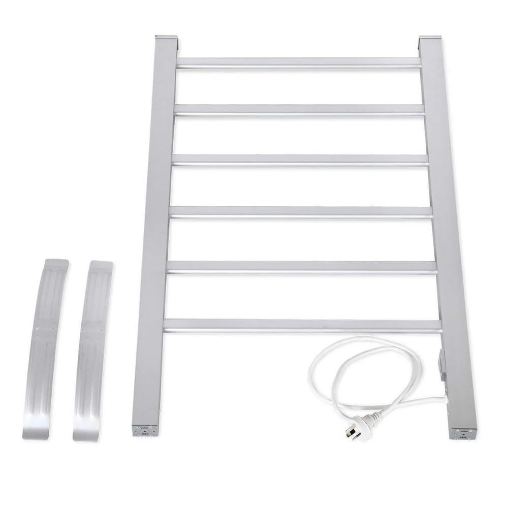 Electric Heated Towel Rail Rack 6 Bars Freestanding Clothes Dry Warmer - Nurns