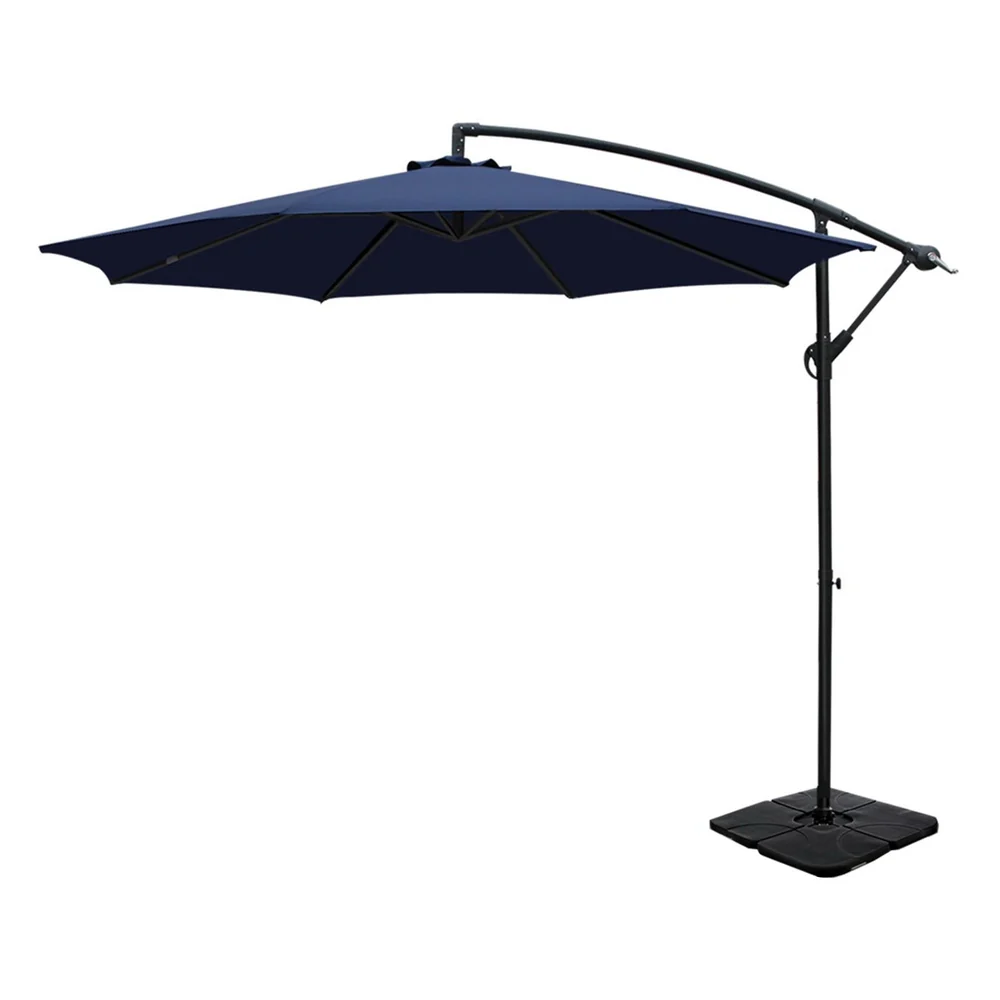 Instahut 3m Umbrella w/Base Outdoor Cantilever Beach Garden Patio Parasol Navy - Nurns