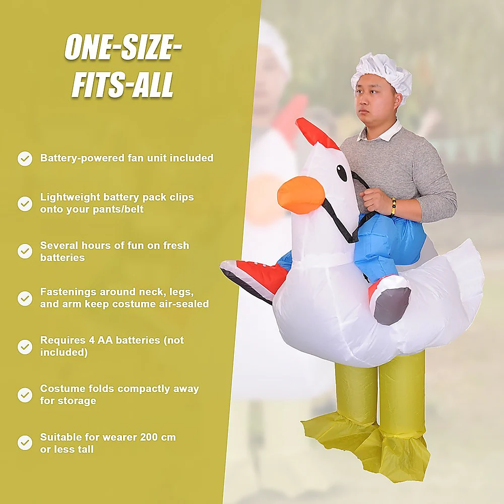 CHICKEN Fancy Dress Inflatable Suit - Fan Operated Costume - Nurns