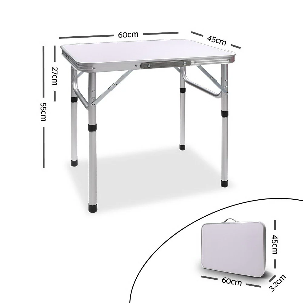 Folding Camping Table 60CM Adjustable Portable Outdoor Picnic Desk - Nurns