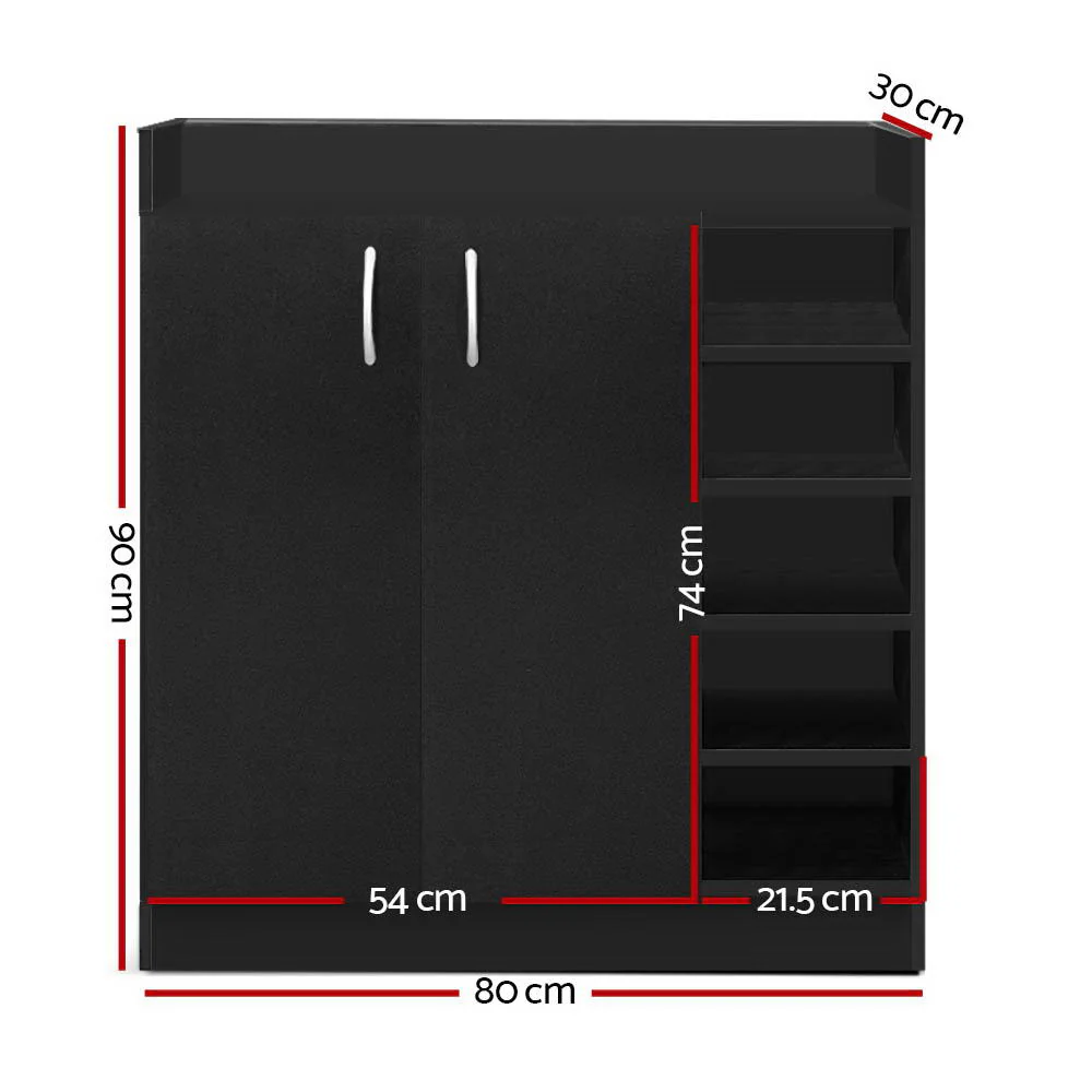 Artiss Shoe Rack Cabinet 21 Pairs Adjustable Shelves Black Clair - Nurns