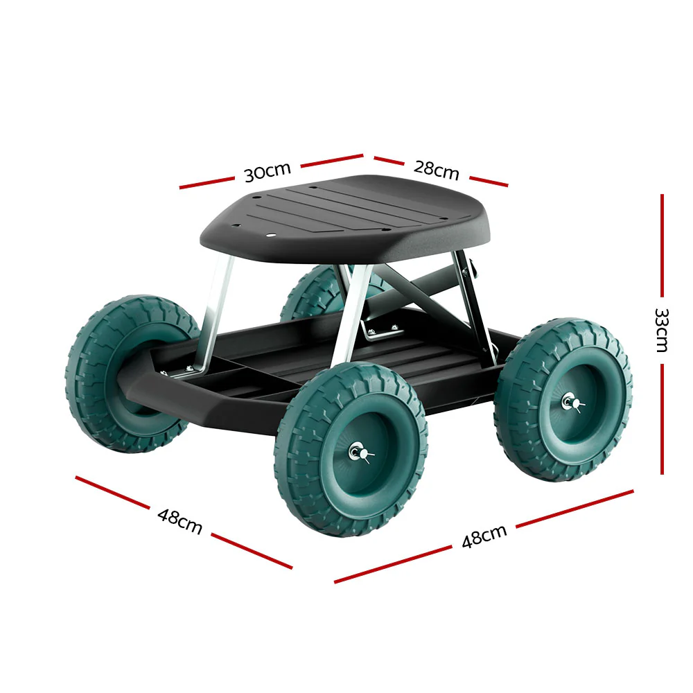 Garden Cart Rolling Stool with Wheels Gardening Helper Seat Farm Yard - Nurns