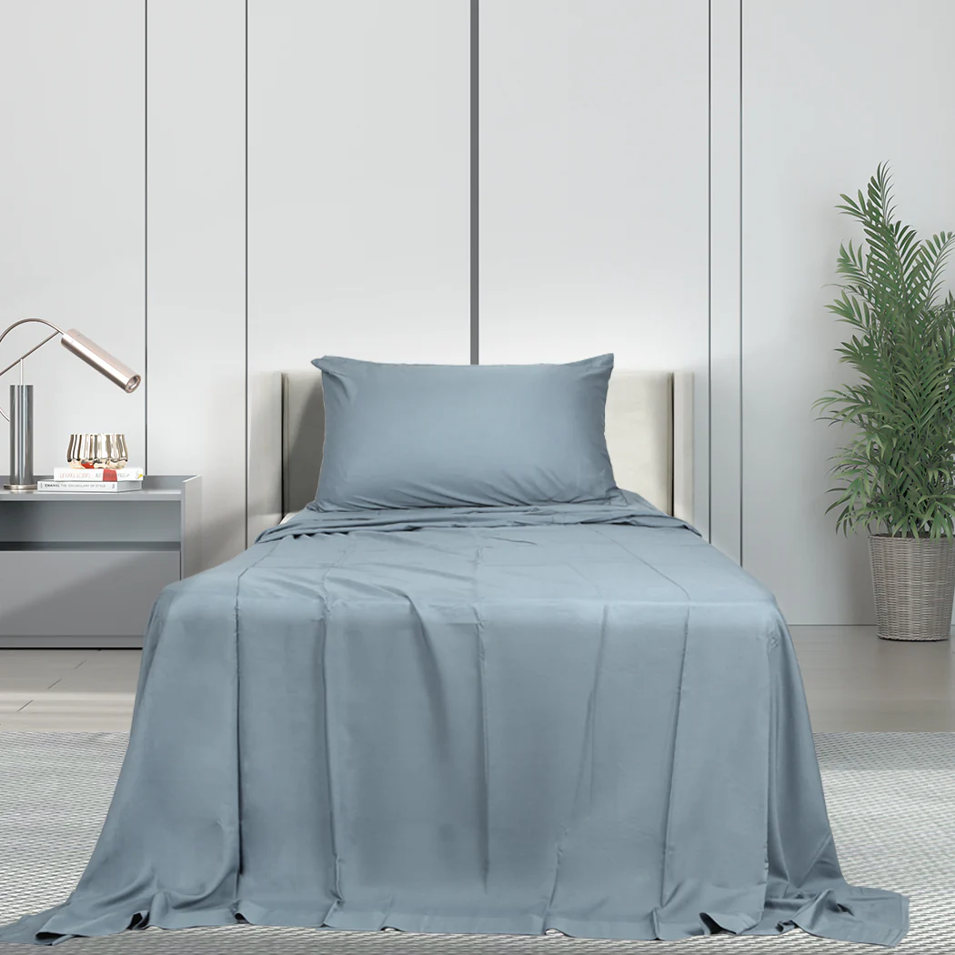 Single Dreamz 3pcs Single Size 100% Bamboo Bed Sheet Set Grey - Nurns
