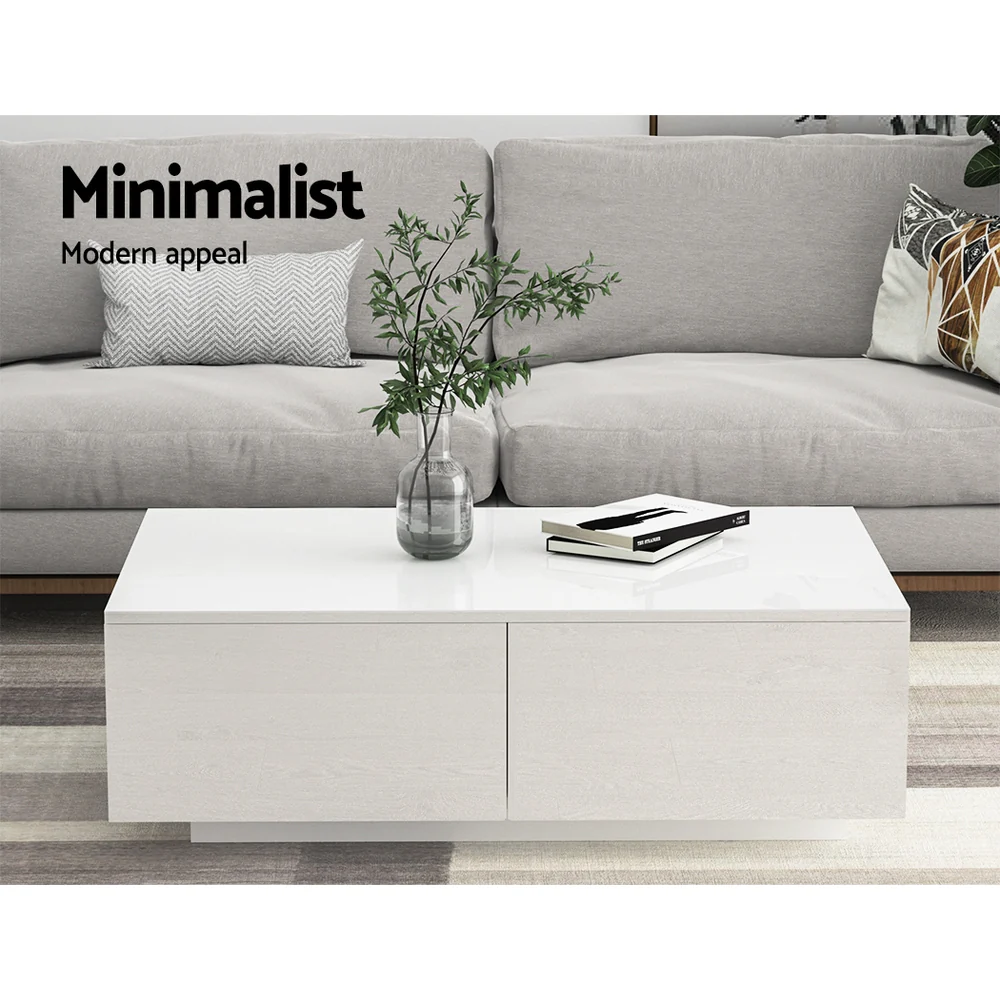 Iphion Coffee Table with 4 Drawers - White - Nurns
