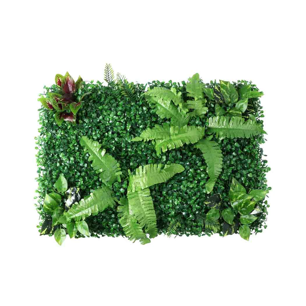 Set of 6 Artificial Hedge Grass Plant Hedge Fake Vertical Garden Green Wall Ivy Mat Fence - Nurns