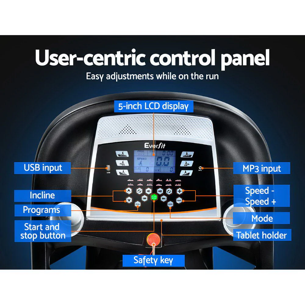 Everfit Treadmill Electric Auto Incline Home Gym Fitness Exercise Machine 450mm - Nurns